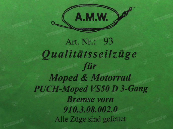 Bowdenzug Puch VS50 D 3-Gang Bremse vorn 112.5cm A.M.W.